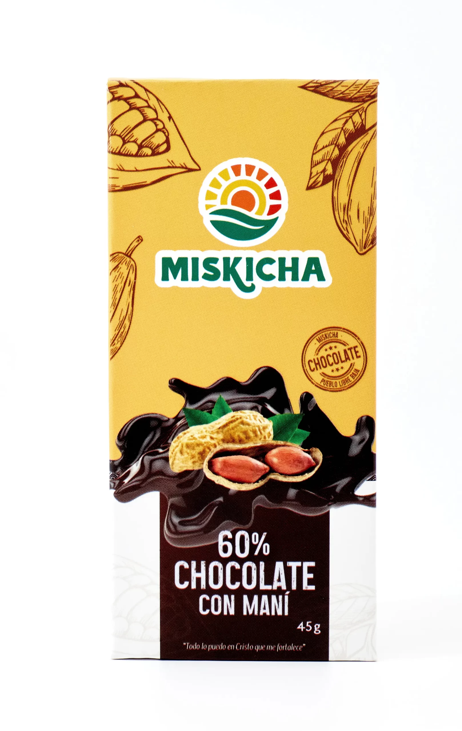 Chocolate con maní 60% cacao
